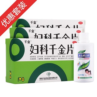 婦科千金片108片三盒+婦炎潔180ml(千金)