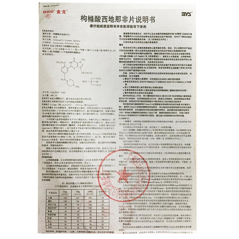 枸櫞酸西地那非片(金戈) 枸櫞酸西地那非片(金戈)